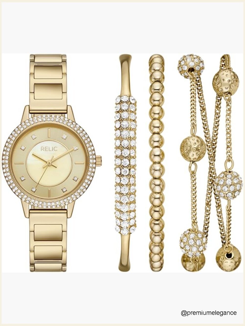 Gold-Tone Bracelet Watch with Mother-of-Pearl Dial - Gift Set